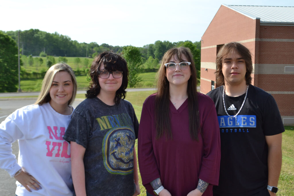 Pictured from left to right: East Hickman High School junior Caroline Luna, junior Sage Clendenion, MLEC Member Service Representative Carson Woods, and junior Eric Pantoja.