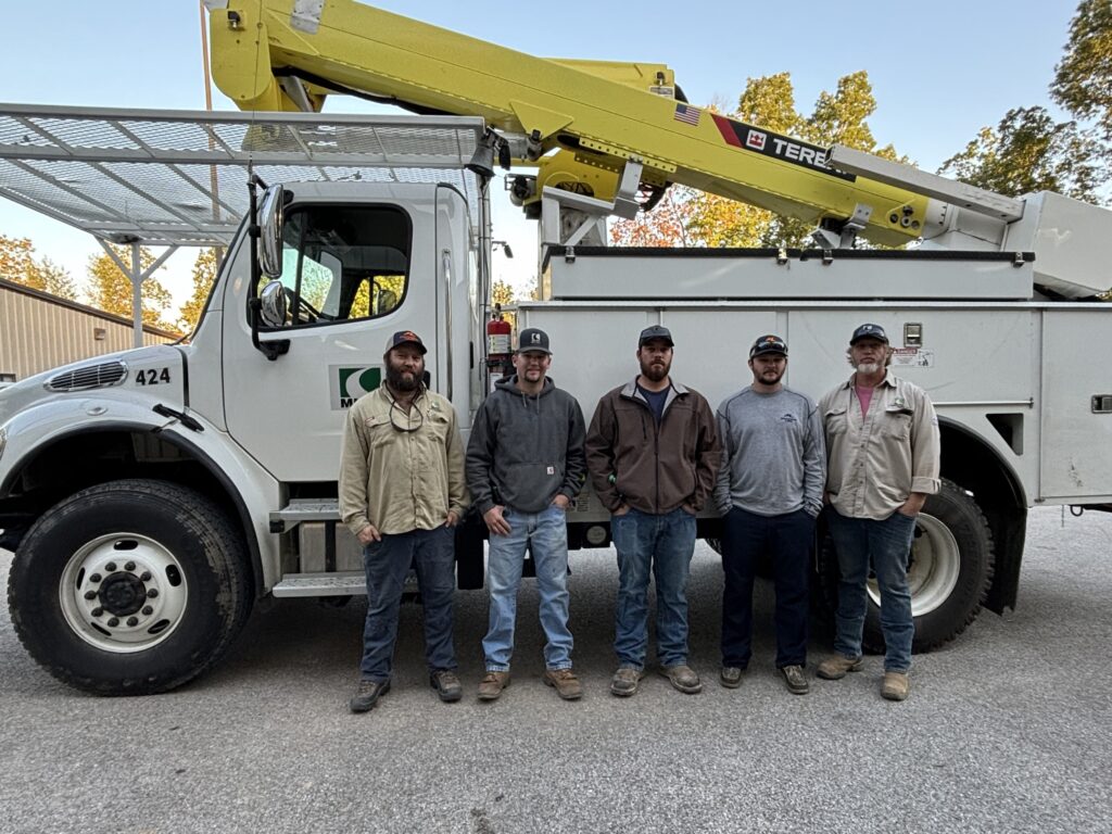 Pictured from left to right: Humphreys County Journey Lineworker Blake Tarpy, Perry County Journey Lineworker Will Dunnebacke, Perry County Journey Lineworker Sawyer Ferrell, Houston County Journey Lineworker Jesse Singleton and Lewis County Lead Lineworker Shane Lowery.