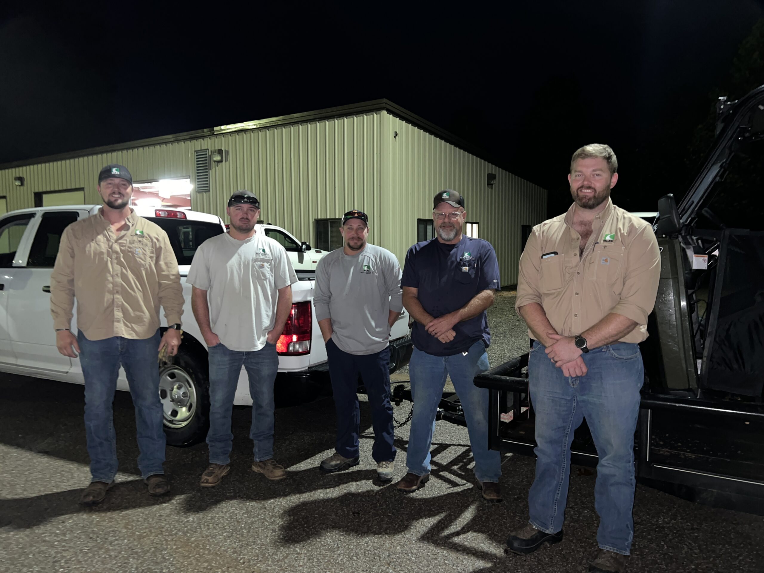 Pictured from left to right: Hickman County Journey Lineworker Nick Edwards, Lewis County Journey Lineworker Blake Johnston, Houston County Journey Lineworker Daniel Johnson, Perry County Journey Lineworker David Qualls and Humphreys County Journey Lineworker Karl Reynen.